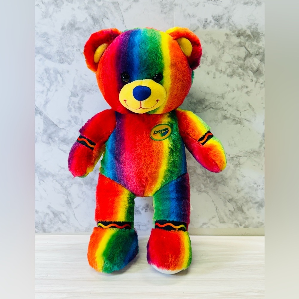 Build A Bear Workshop 2021 Crayola Teddy Cub 16" Plush Rainbow Stripe *laughs*